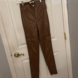 Brown Skinny Leather Pants